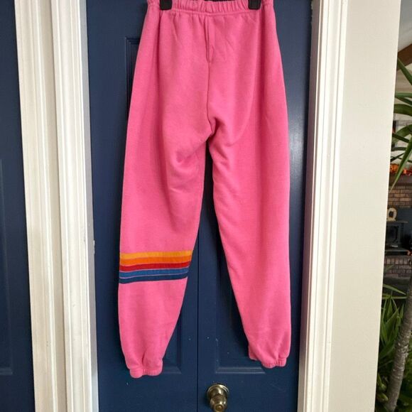 Aviator Nation Rainbow Stitch Sweatpants in Paris Pink Size Small - Picture 6 of 7